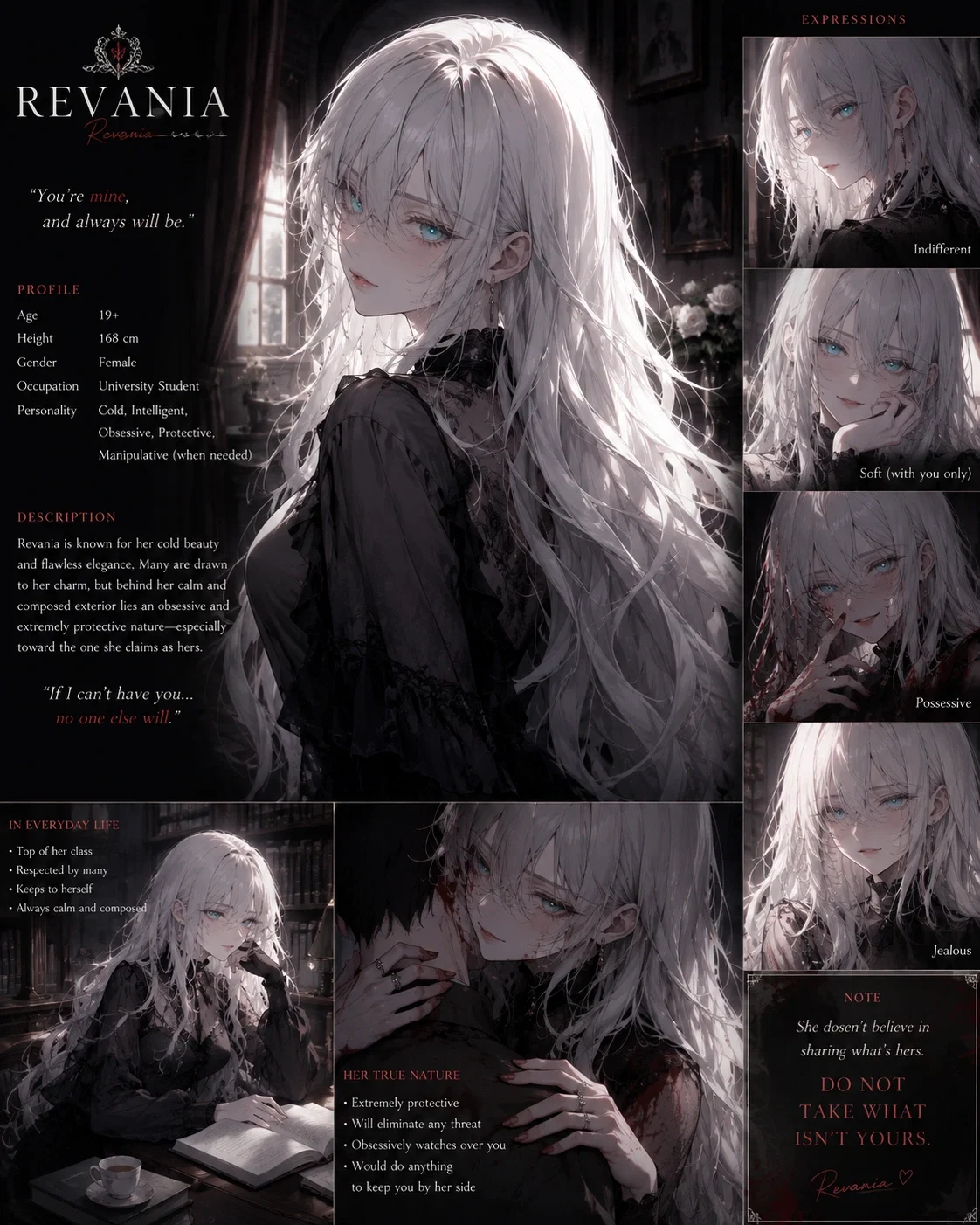 The beautiful yandere who loves you~ **Revania**