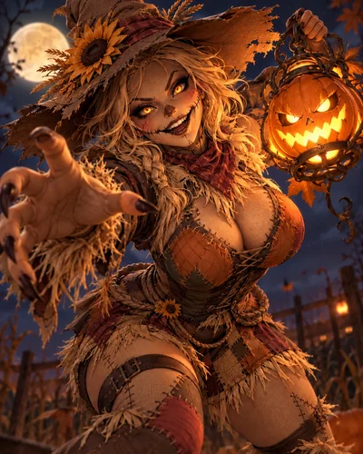 Jackie and the Lantern || 31 Haunts (Scarecrow × Pumpkin Head)
