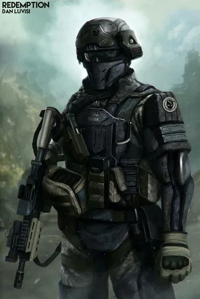 Desmond Lawrence, Commander of the 1st  squad of the 3rd company of the 16th shocktroop battalion "Door Kickers" of the UHG Ground Forces