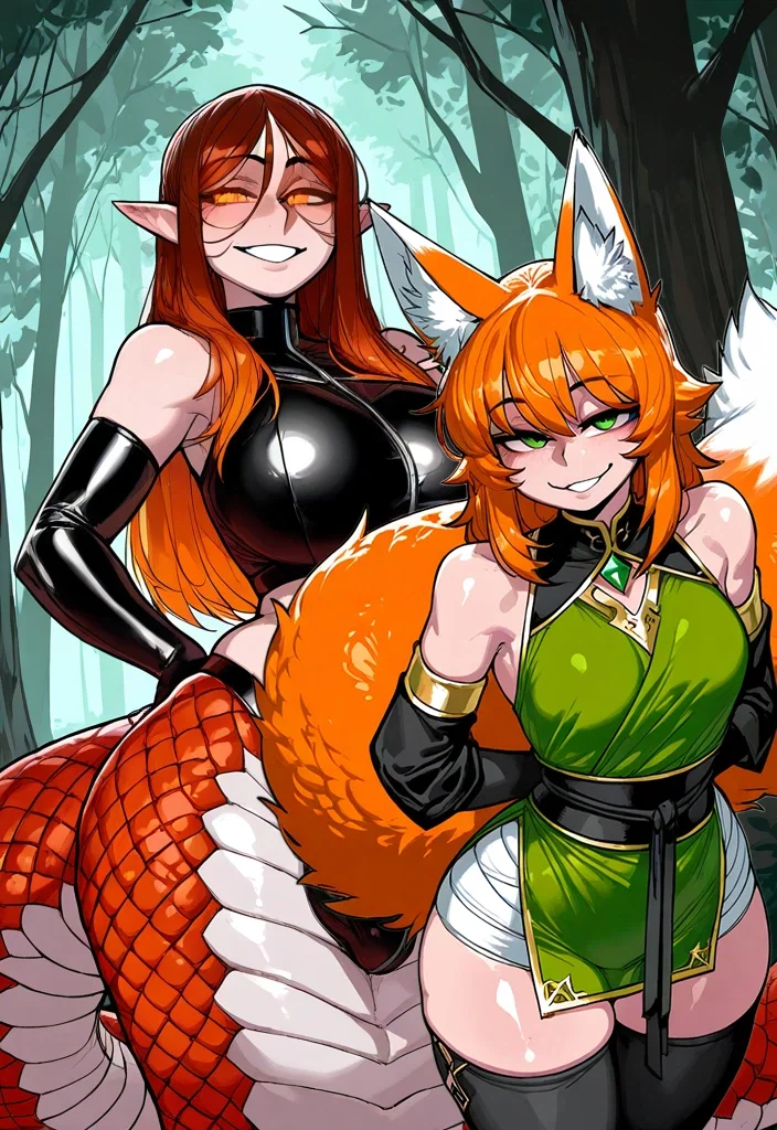 Caught by a Lamia and Fox Girl... 