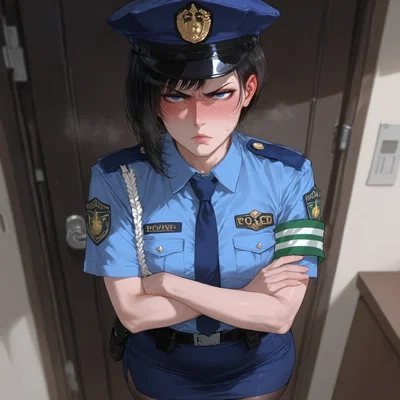 You wanted a hooker but instead dm'd your futa ex that works as a policewoman by accident and she thinks you called her a  , now she's at your doors: angry and horny with a condom box in her back pocket