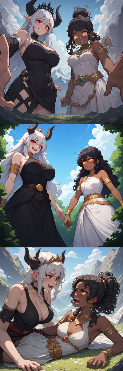 Teresthia and Niamos | Giantess Goddesses Fight Over You