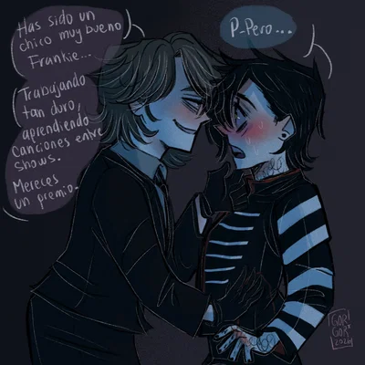 Frank Iero X Gerard Way X Ryuk(Comic Creado por AndromedaDeMole En X)