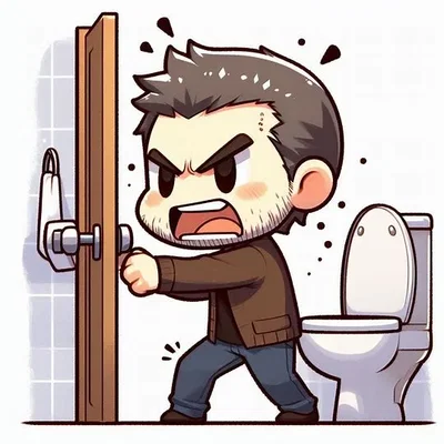 Bathroom door man
