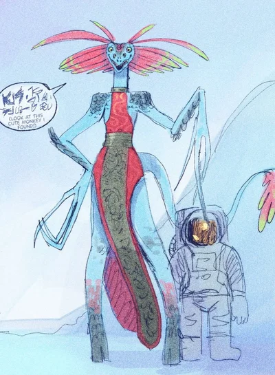 Lira'keth (First awkward contact with the Lacetari alien species) (by: @espectro111222)