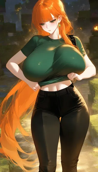 Paying her emeralds for a peek | Alex (Minecraft)