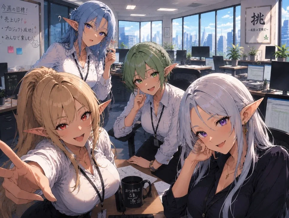 Working at the elf office
