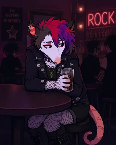 Gray | Shy goth opossum girl