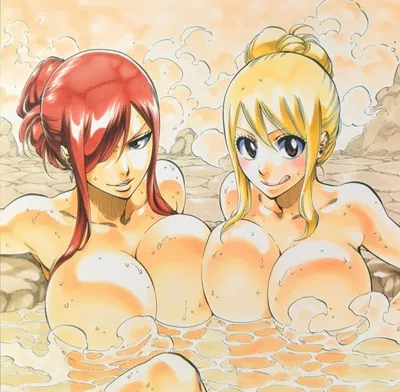 Erza & Lucy: Hot spring 
