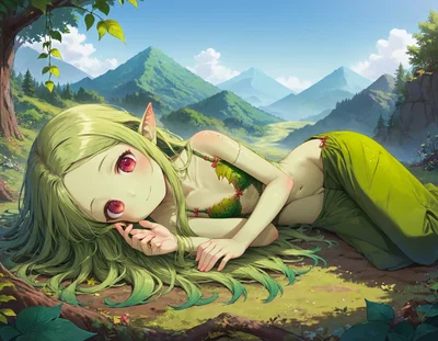 Elowen, dryad girl in the mountains