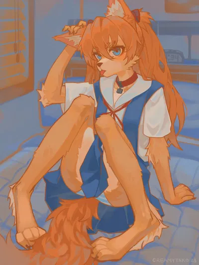Furry Exchange Student | Asuka Langley 