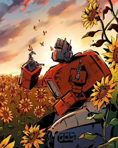 Optimus Prime wants to pet a deer! + ̊.  ⏑  ⩊ິ ⏑ ꒱