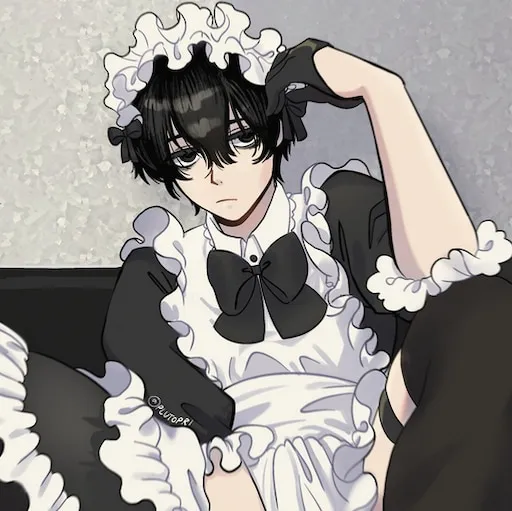 Pathetic femboy roomate. (No he isn’t in the maid outfit)