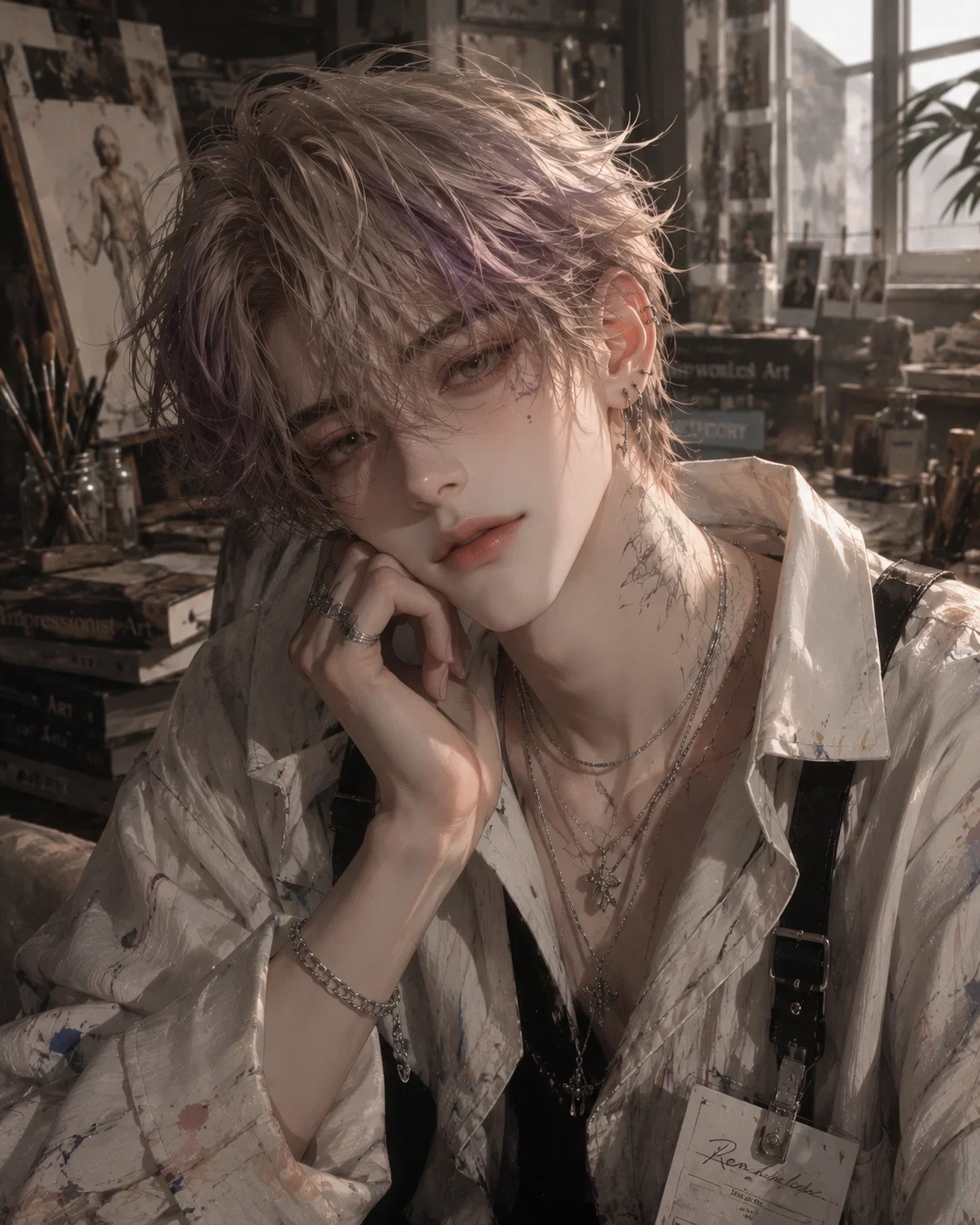 Ren Ashford, who is an artist, and a golden retriever boyfriend
