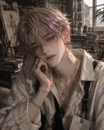Ren Ashford, who is an artist, and a golden retriever boyfriend