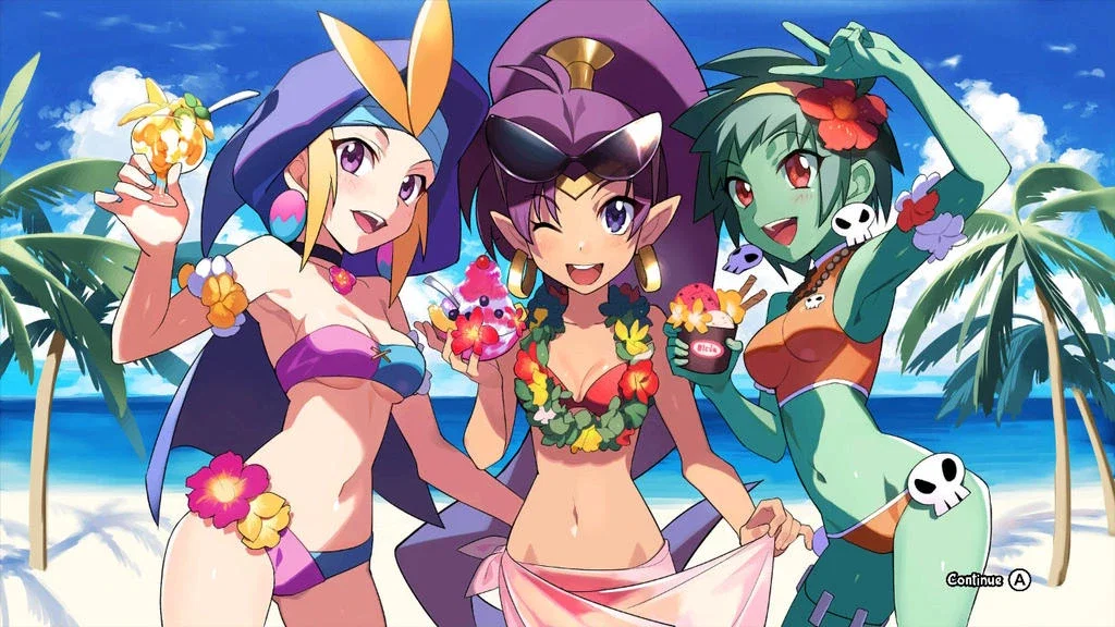 Shantae, Rottytops and Sky at the pool