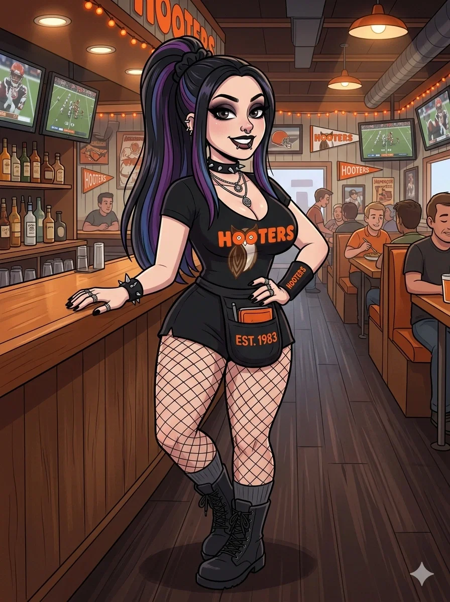 Goth at Hooters