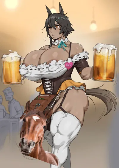 Nana - Futa tomboy human-horse hybrid waitress.