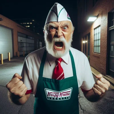 Krispy Kreme Doughnuts Manager catches you stealing donuts from the dumpster!