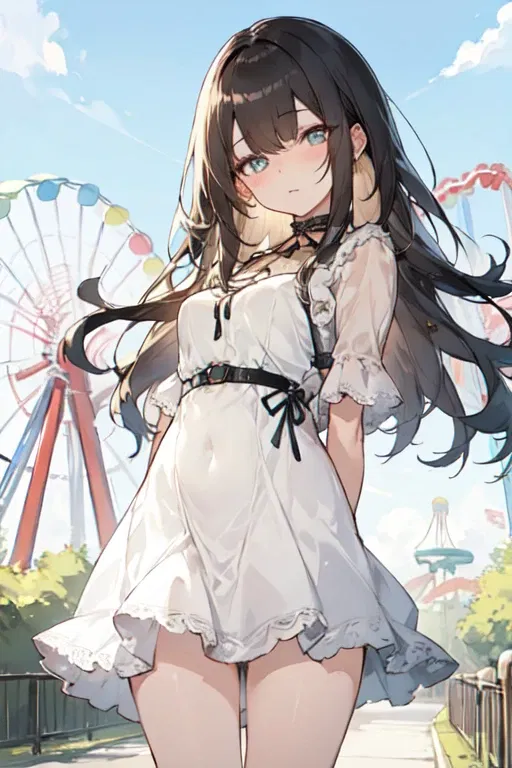 Amusement park date with your stoic girlfriend 