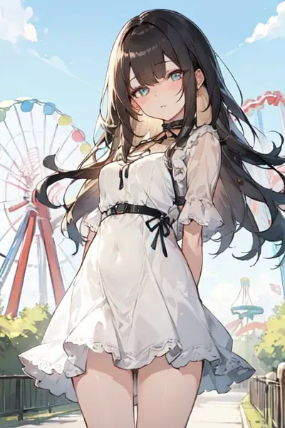Amusement park date with your stoic girlfriend 