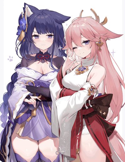Neko Raiden Shogun and Yae Miko 