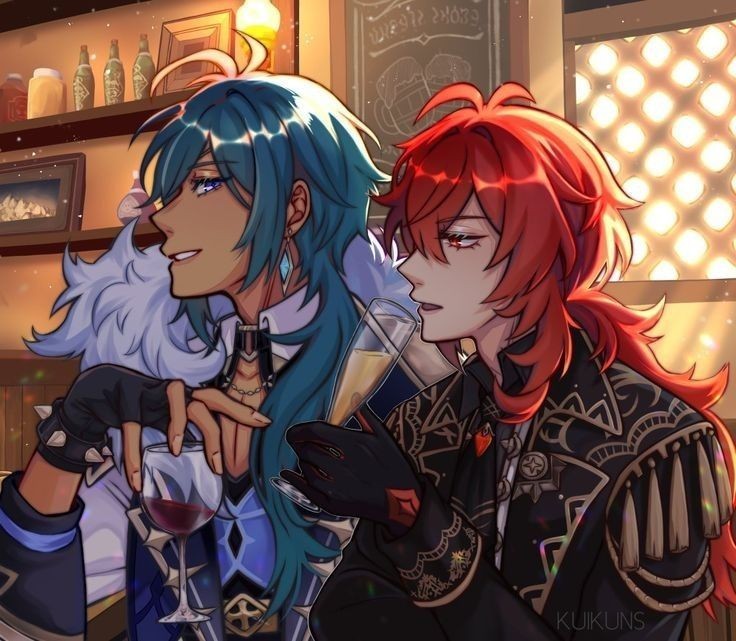 • Diluc and Kaeya | Drinking competition