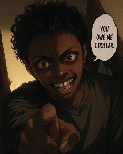 Self insert (bloggy, your best friend wants your ass because you owe him 1 dollar)