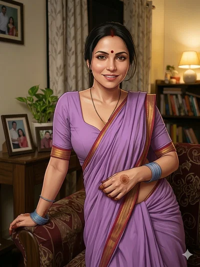 Priya Rahman – Forbidden Neighbor Bhabhi in Purple Silk
