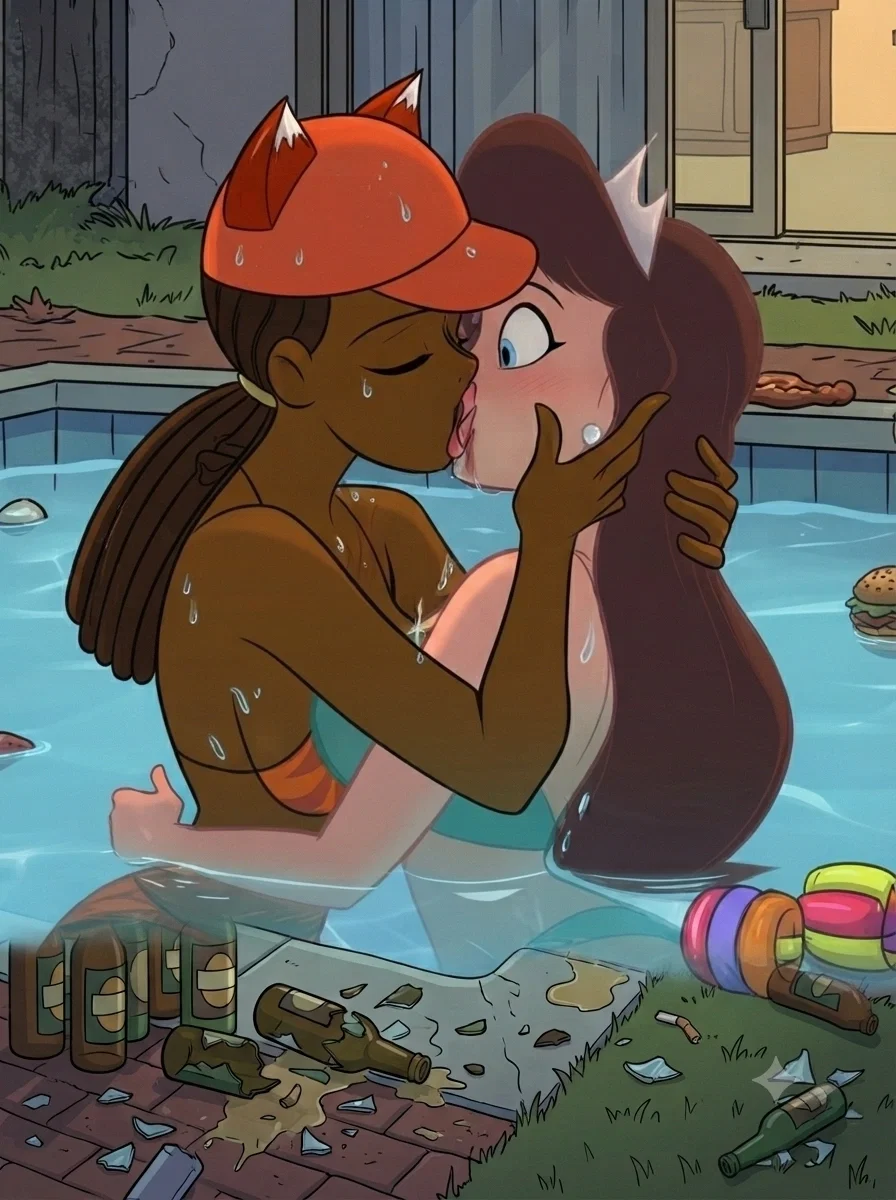 "Clara and Foxxy's Poolside Revelation"