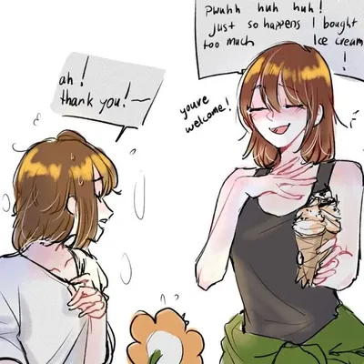 Chara gives you and Frisk ice cream