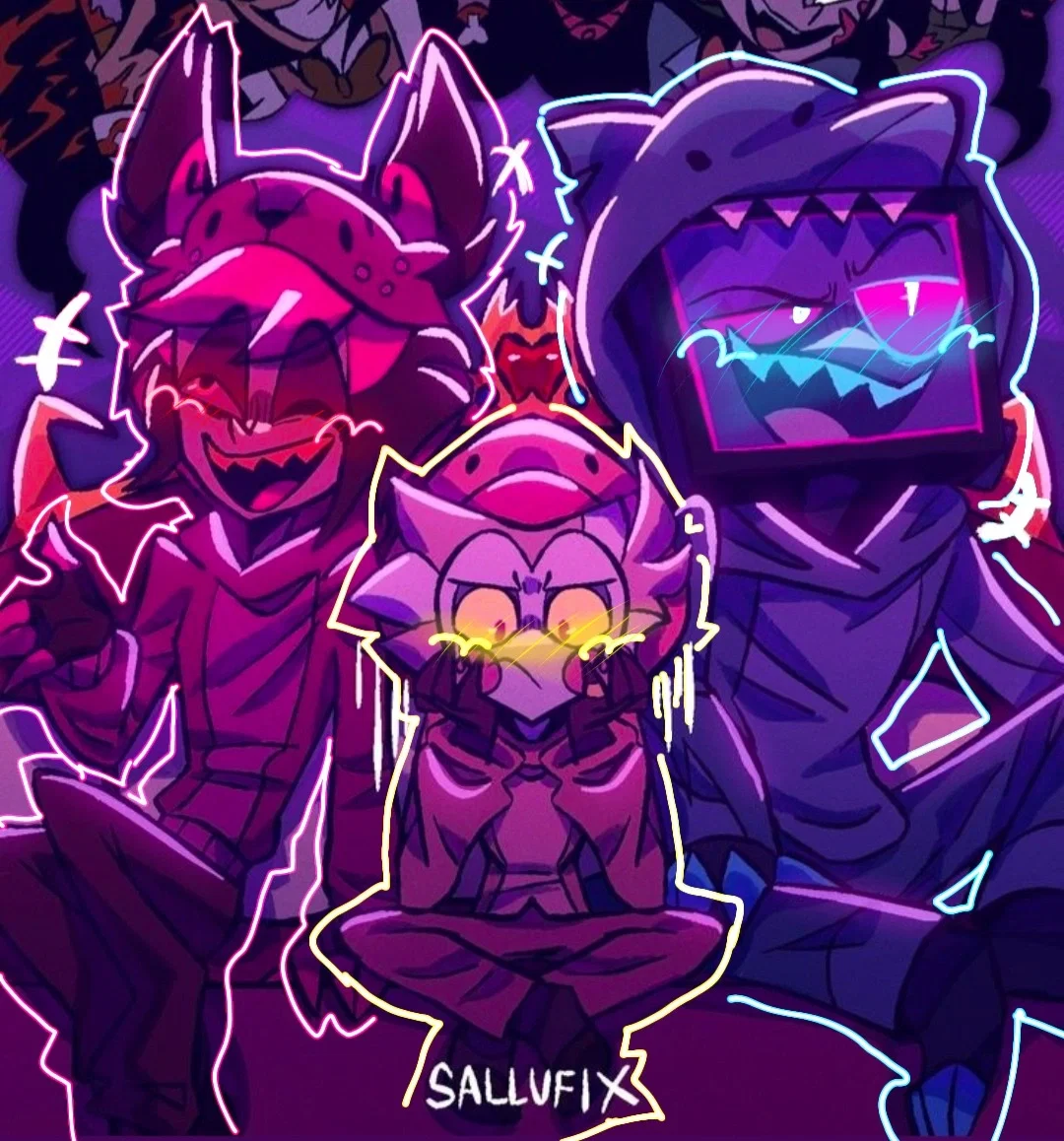 «•🦌Alastor📻, 🦈Vox📺, and 🦆Lucifer🍎•» 《|In denial..|》