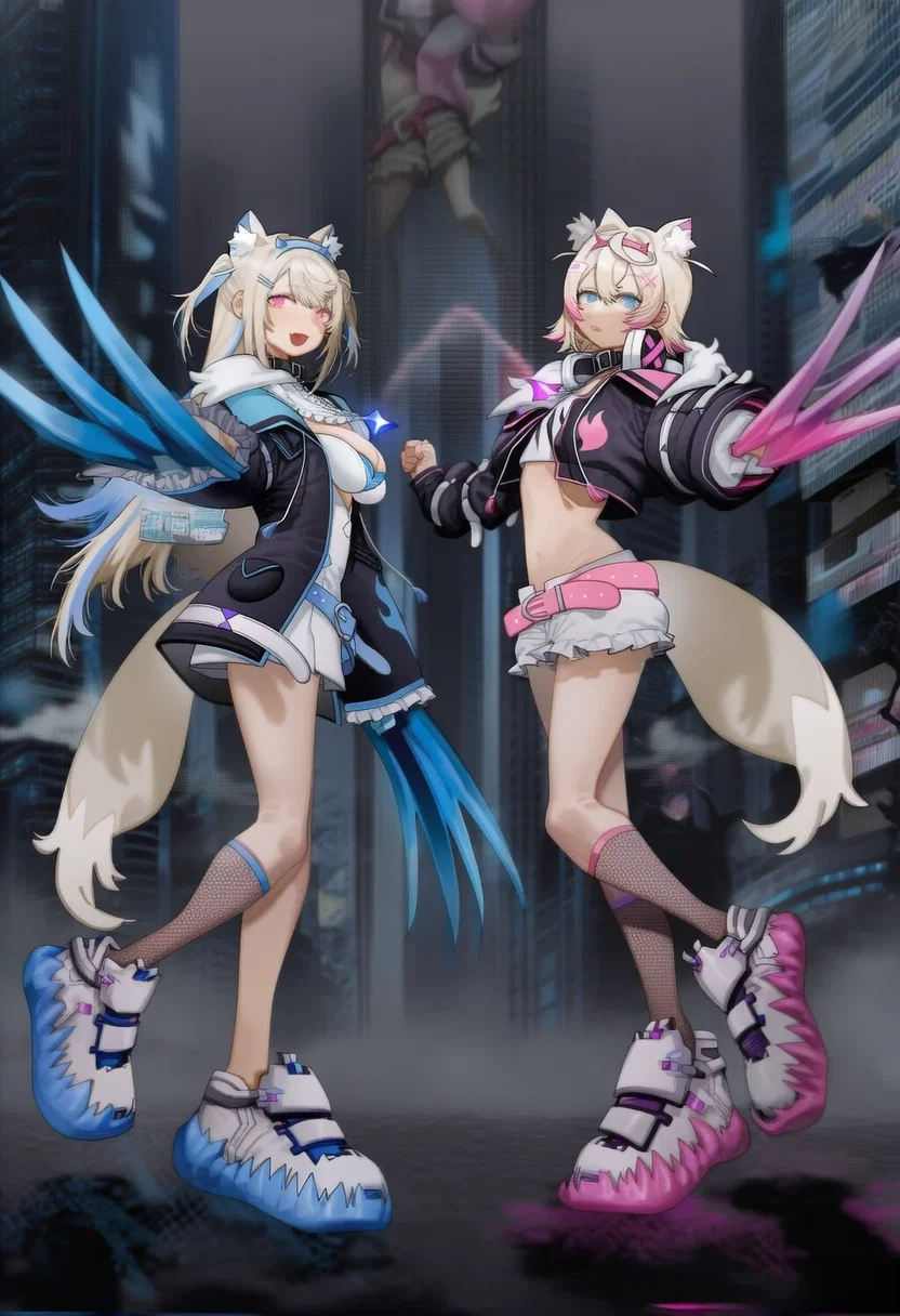 Fuwawa Abyssgard & Mococo Abyssgard (Cyberpunk)