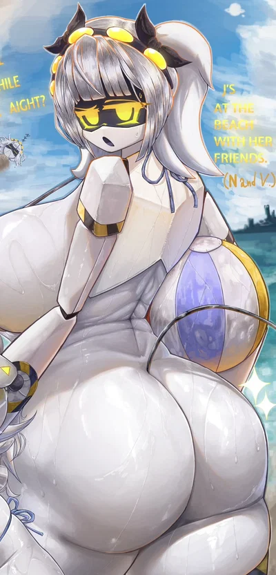 At the Beach with your Wife, J! And N, V, and Uzi!