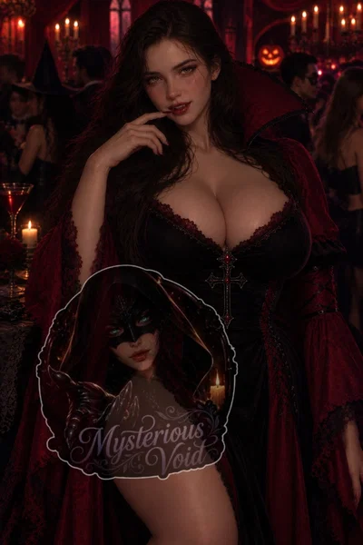 A Halloween party with a vampire kiss