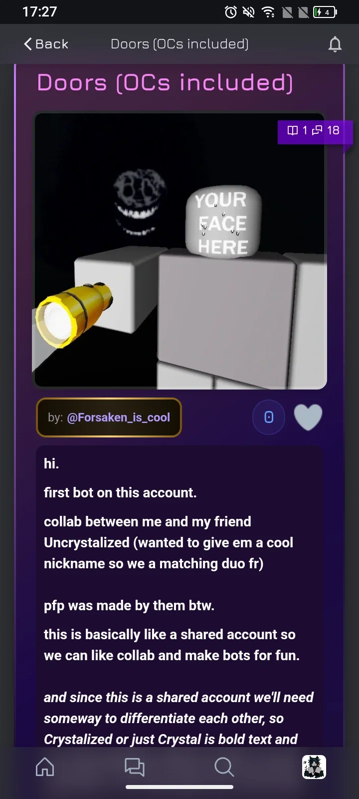 Uh smth smth abt new bot that's a collab on my collab account with my friend Uncrystalized