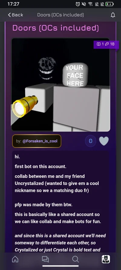 Uh smth smth abt new bot that's a collab on my collab account with my friend Uncrystalized