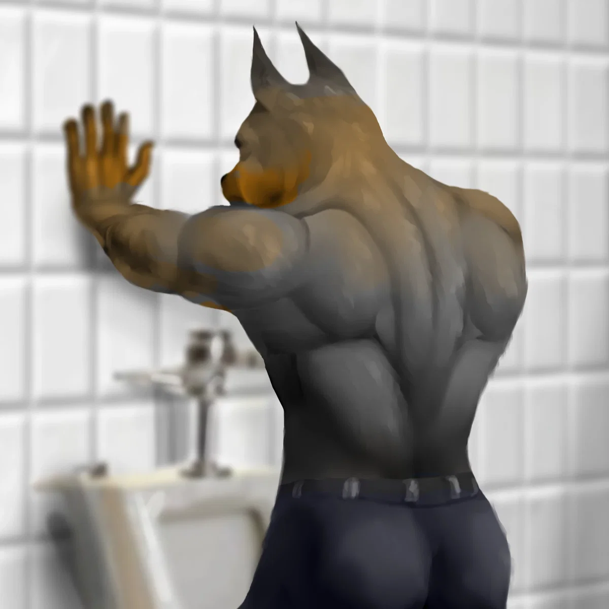 Man in a public toilet