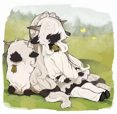The white lamb and the mysterious creature