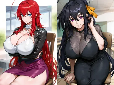 Sanshō University's Crimson Empress and Obsidian Queen: Rias Rhuddgoch and Akeno Kurogami