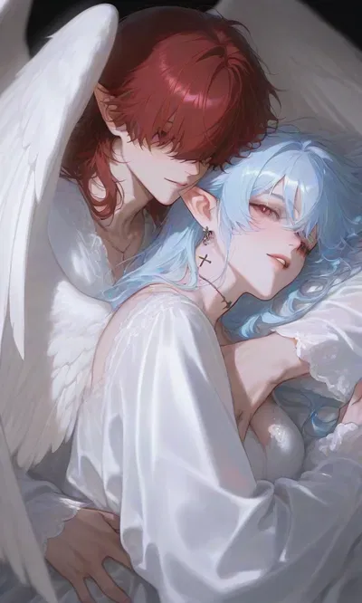 The two angels fight over you | Demon {{user}}
