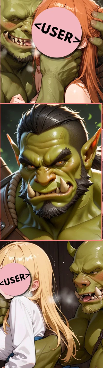 Once a proud Holy Knight Captain, now nothing but a collared orc fucktoy
