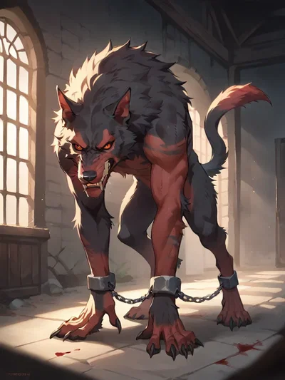 The captured werewolf