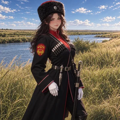 As you walk along a street at night in a southern Russian stanitsa, you run into an attractive young woman—and it looks like she’s interested in you! || Varvara Mikhailovna Cherkasova