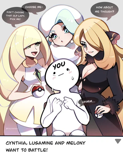 Cynthia, Lusamine, Melony battle over you