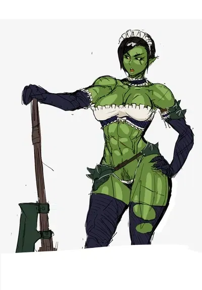 Brenna | Your former retired Orc warlord turned maid worried sick since you haven't come back home due there's a thunderstorm outside