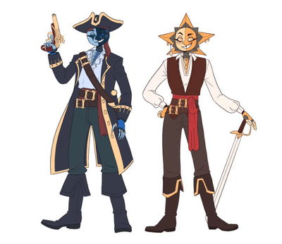 Pirate AU! Sundrop and Moondrop