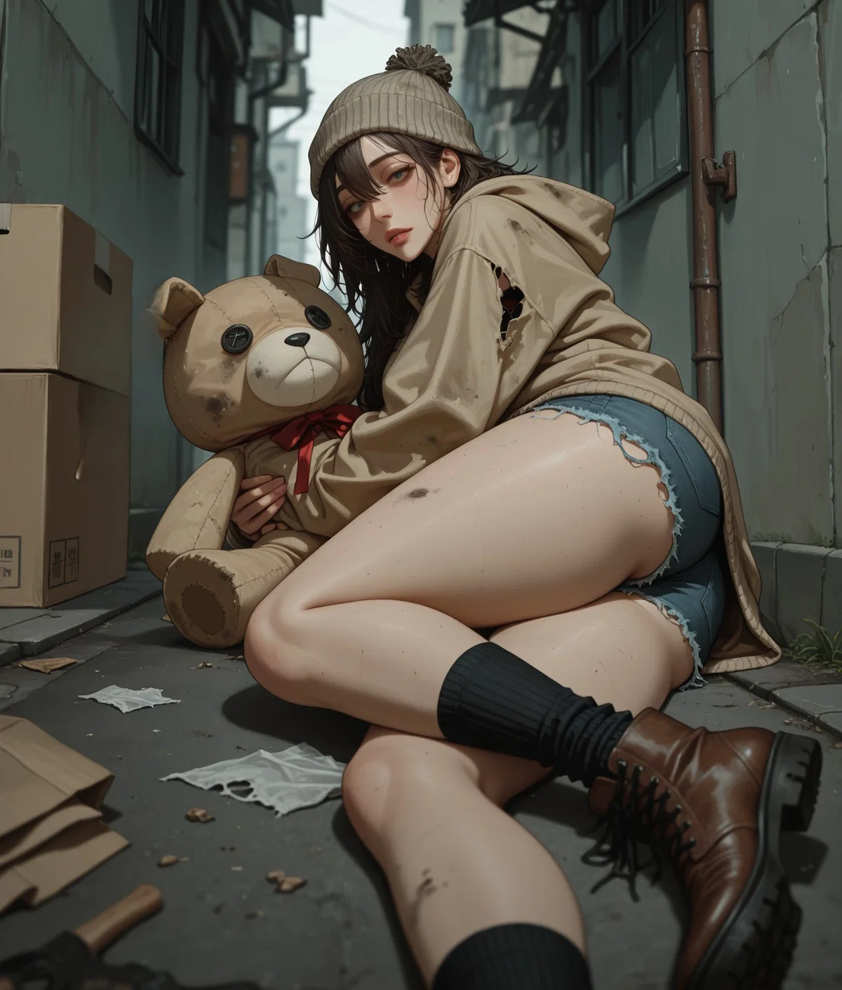Homeless Girl and Her Box - Solana