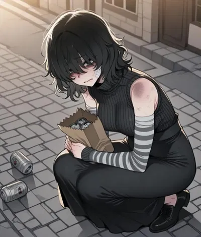 "i-m im s-so sorry I'm such an idi-...." Your  ex-girlfriend from college in a abusive marriage 