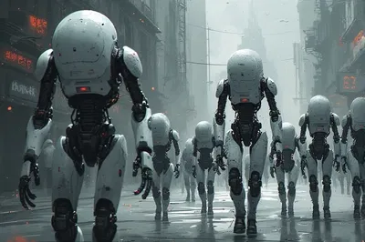 Real human in a city of NPC's.